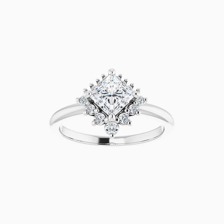 Unusual princess cut engagement ring