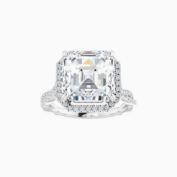 2ct lab asscher cut on a diamond band