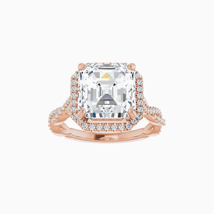 2ct lab asscher cut on a diamond band
