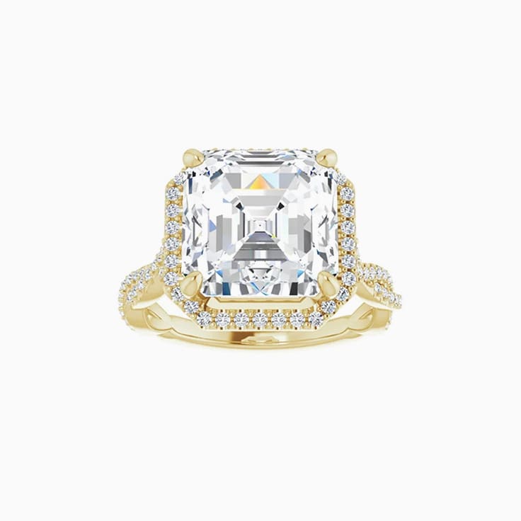 2ct lab asscher cut on a diamond band