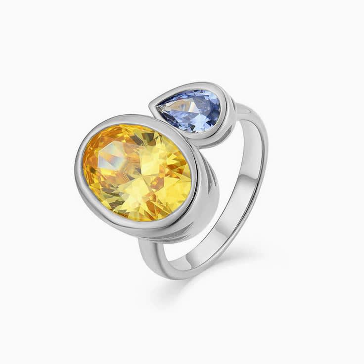 Citrine and topaz ring