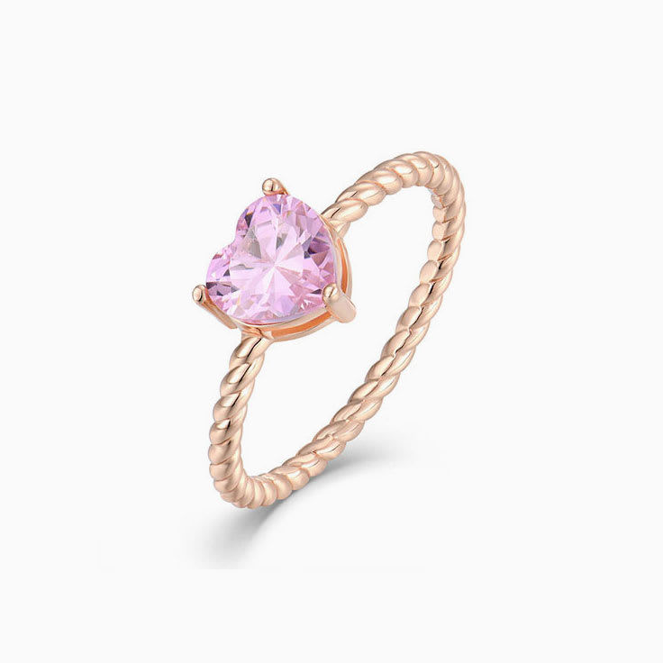 Pink tourmaline heart ring