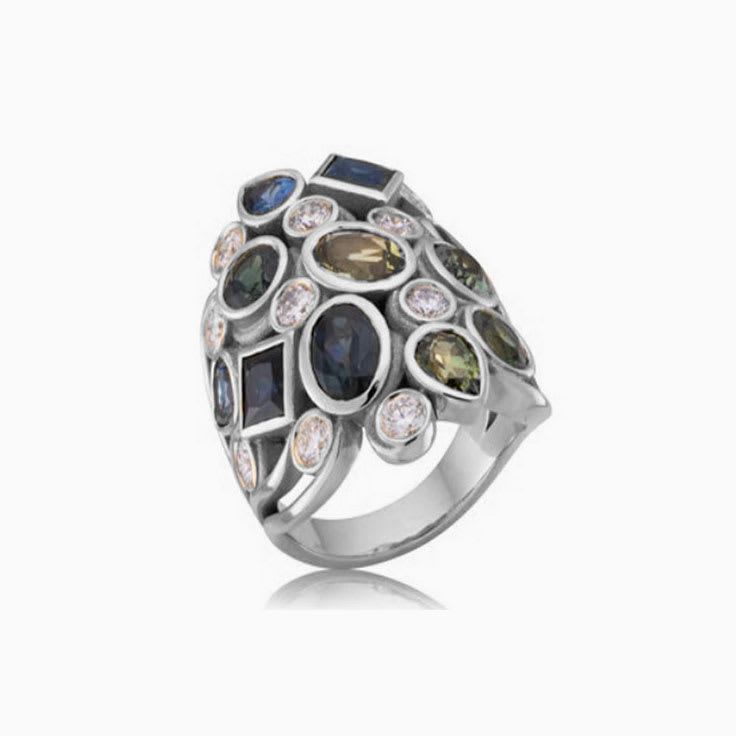 Bezel set multi stone ring