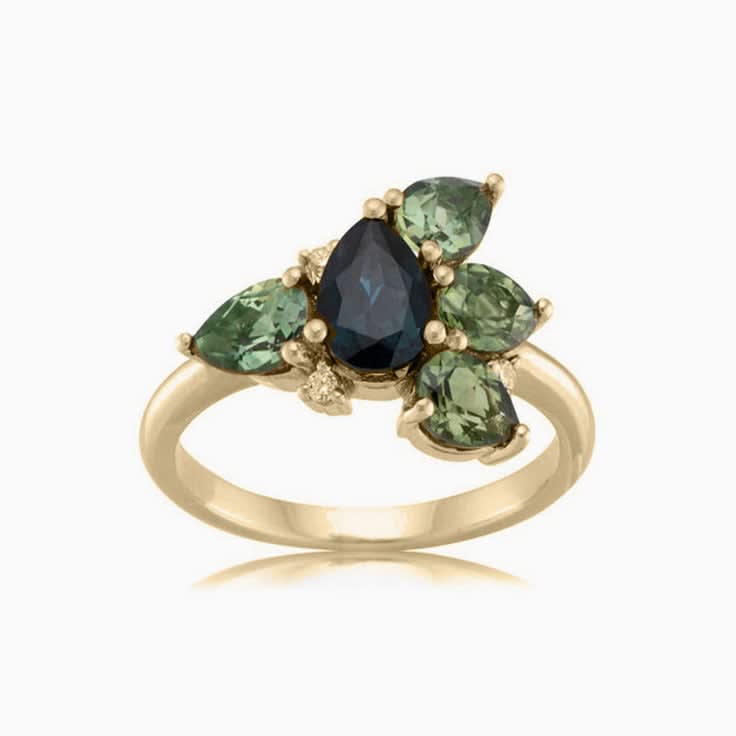 Sapphire and tourmaline ring
