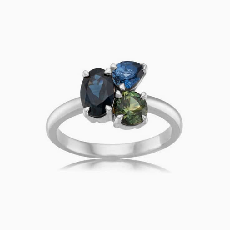 Three gemstone ring