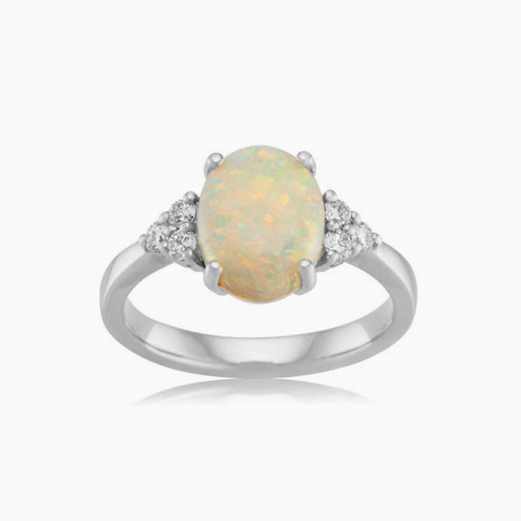 Vintage opal and diamond ring