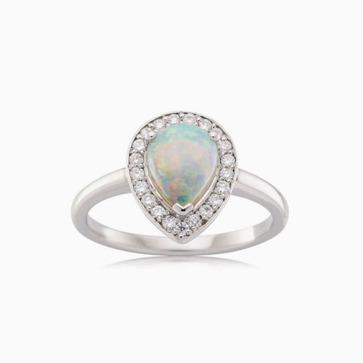 Opal diamond engagement ring