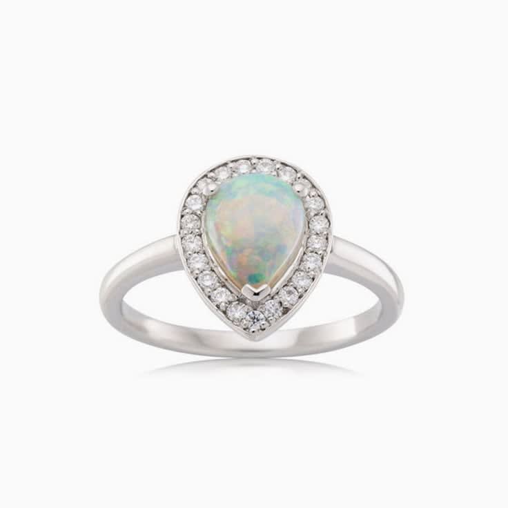 Opal diamond engagement ring