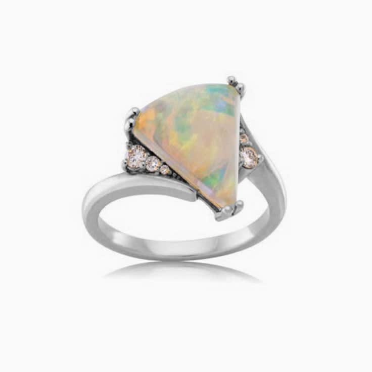 Opal diamond ring
