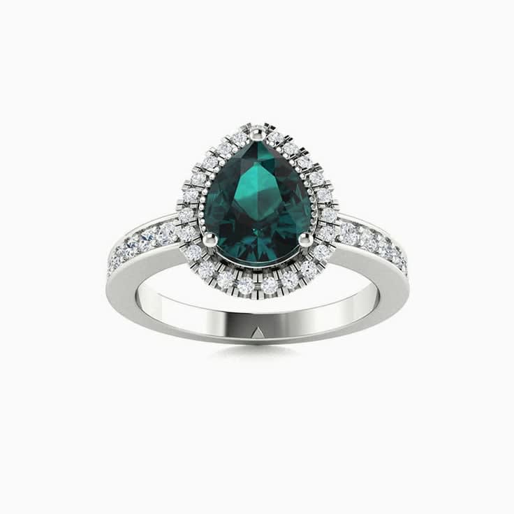 Pear Alexandrite engagement ring