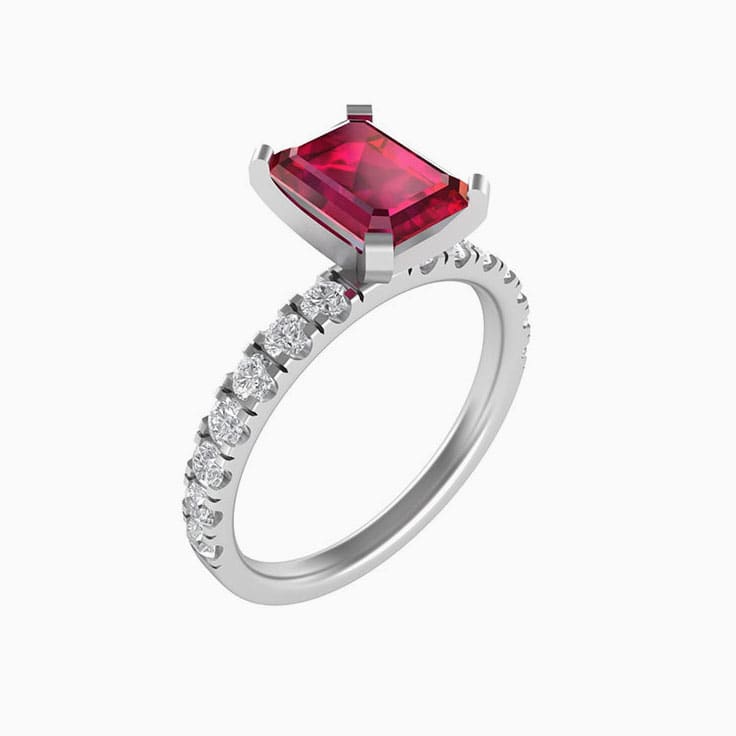 Emerald Cut Ruby Engagement Ring