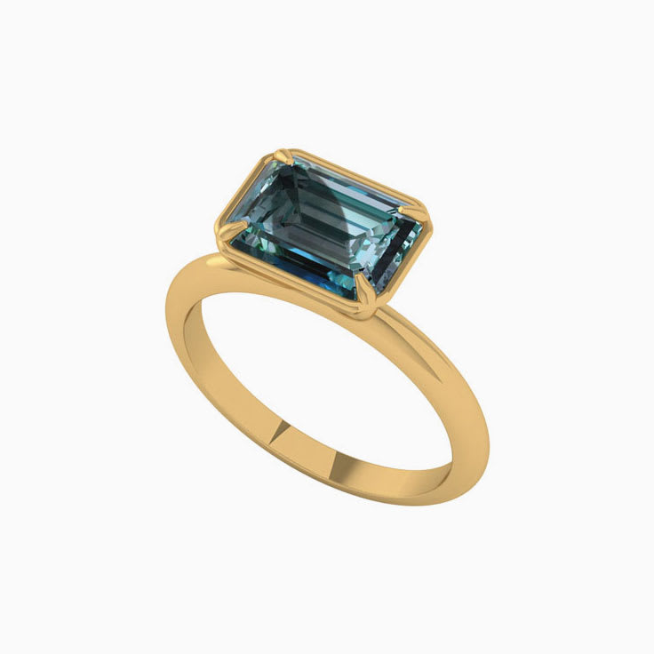 Lab Teal Sapphire Ring