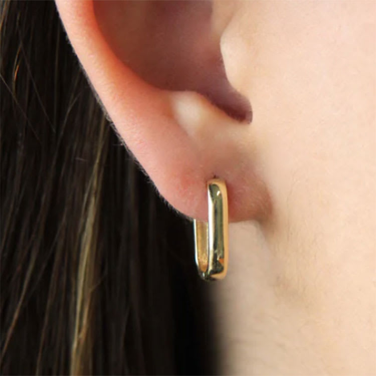 Square Shape Gold Hoops