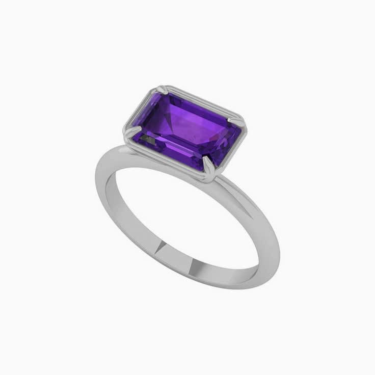 Womens Bezel Set Amethyst Ring