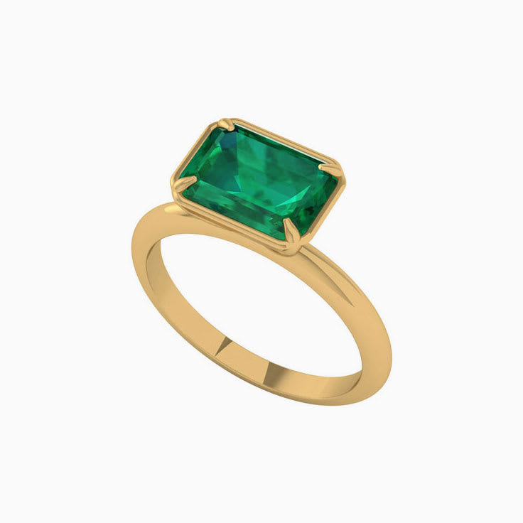 Bezel Set Green Emerald Ring