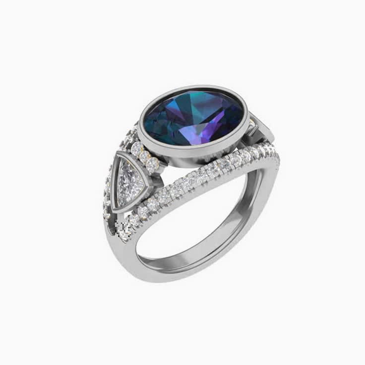 Oval Alexandrite In Bezel Setting