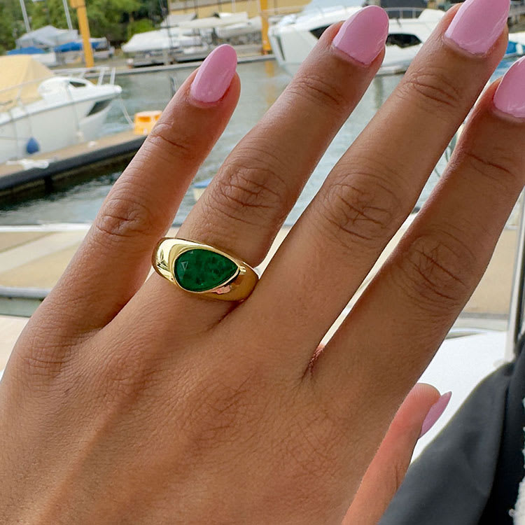 Lab Green Emerald Ring