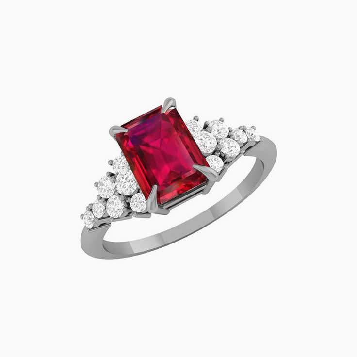 Lab Ruby and diamond engagement ring