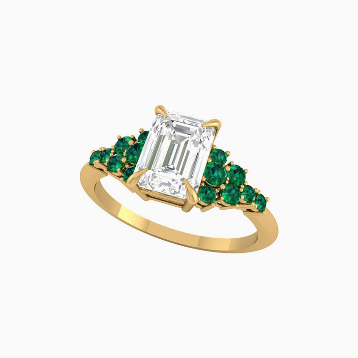 2ct Lab Emerald Diamond With Green Emerald