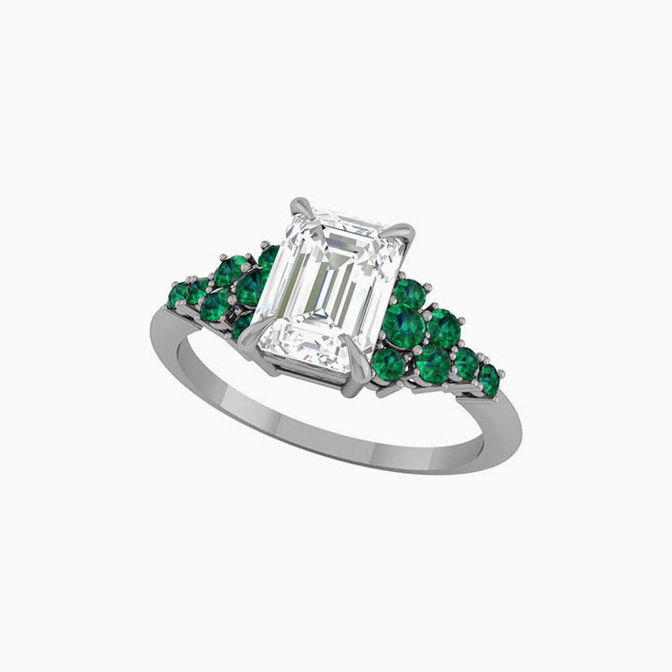2ct Lab Emerald Diamond With Green Emerald