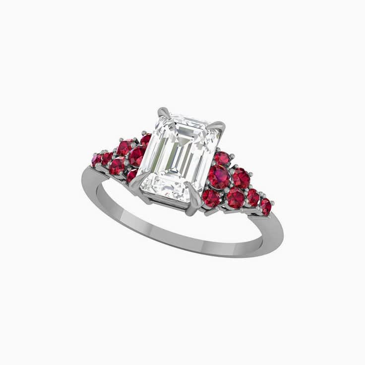 2ct Lab Emerald Diamond With Ruby