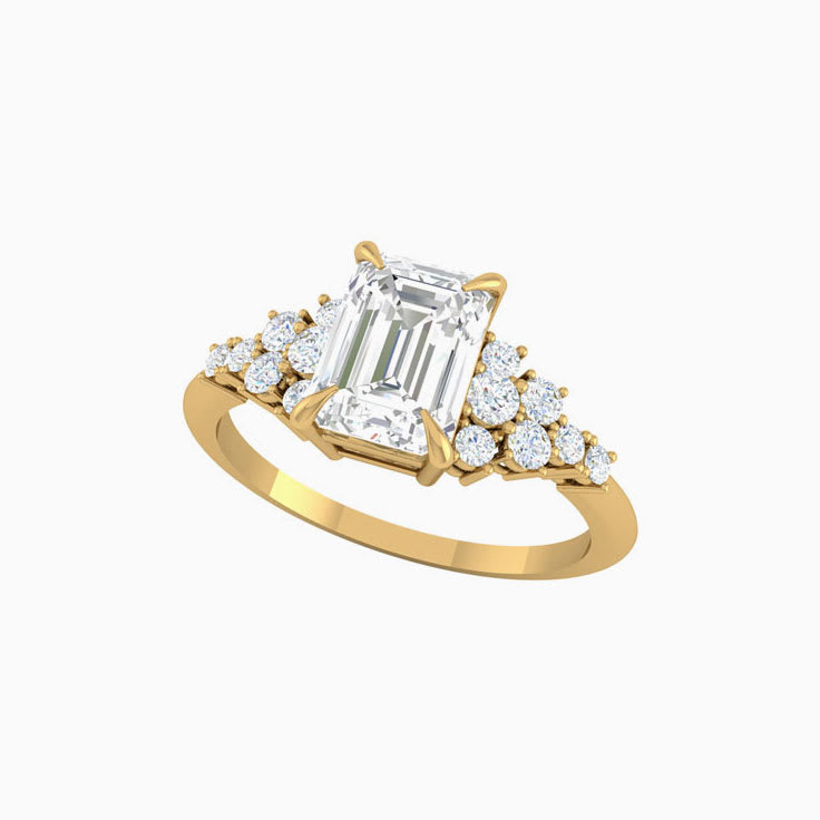 2ct Natural Emerald Diamond Engagement Ring