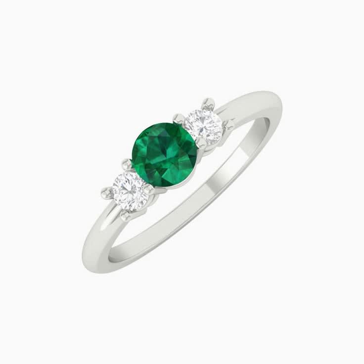 Petite Green Emerald And Diamond Trilogy Ring
