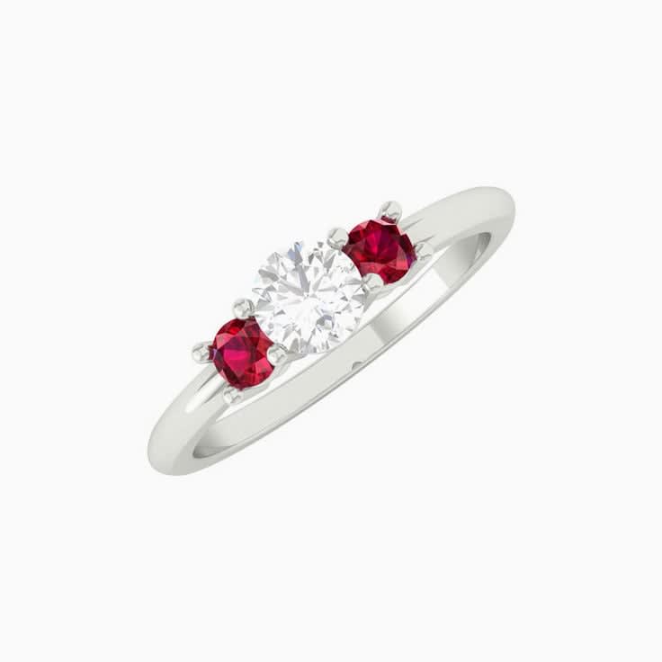 White diamond with ruby trilogy