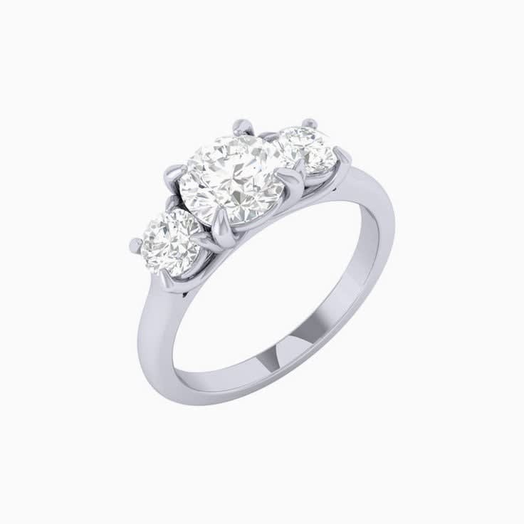 Three stone round diamond rings