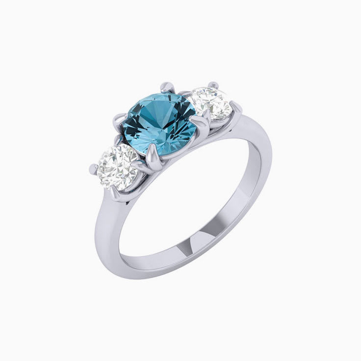 Blue topaz with diamond trilogy ring