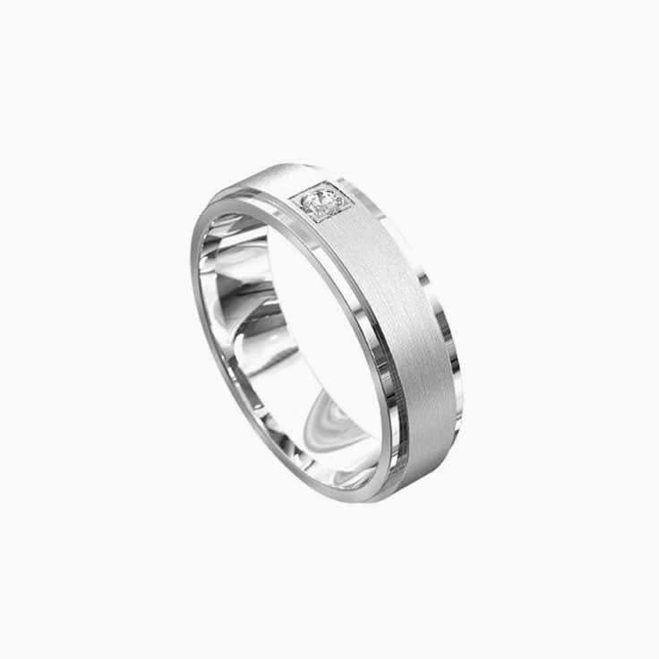 Matt And Polished Diamond Mens Ring