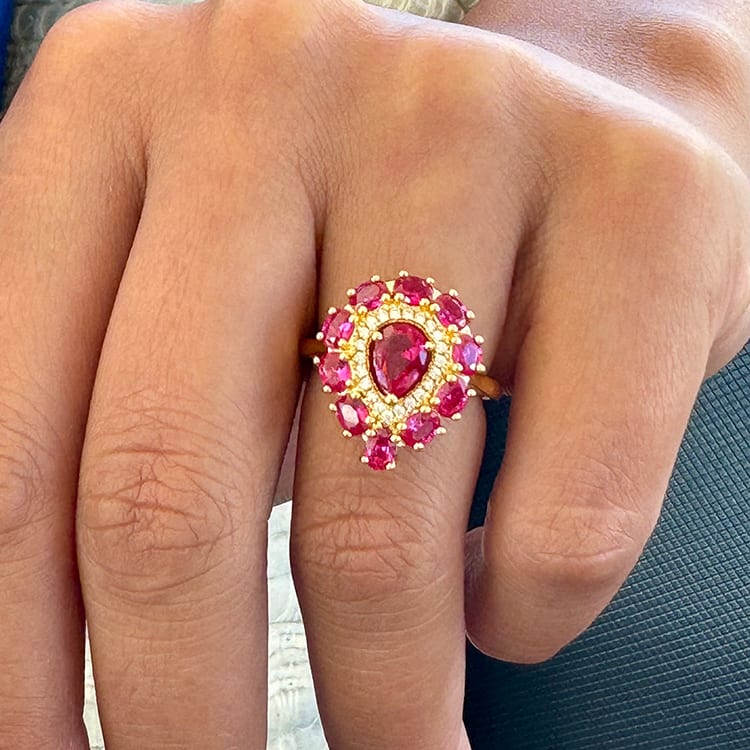 Art deco ruby and diamond ring