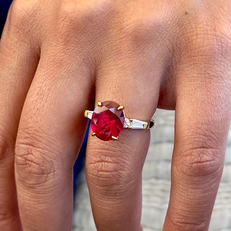 Lab Oval Ruby trilogy ring