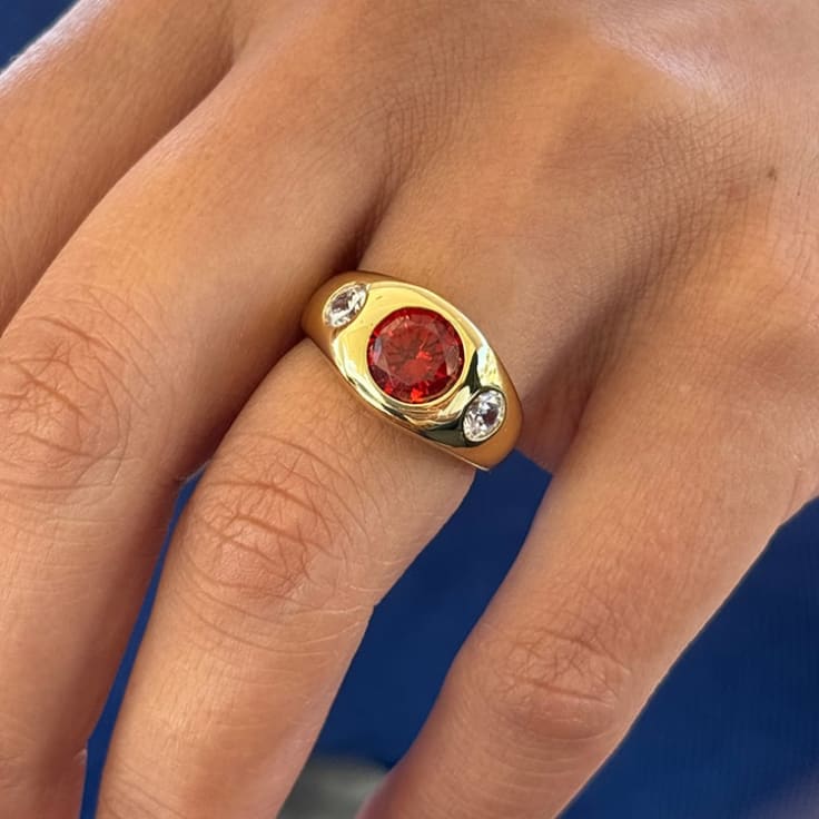Round Ruby signet ring