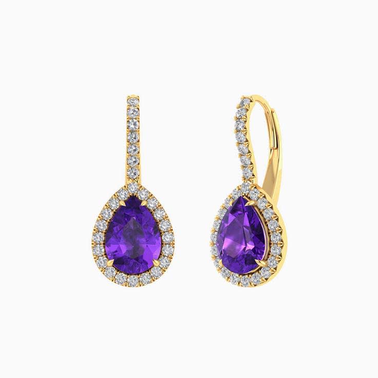 Amethyst drops with lab diamonds