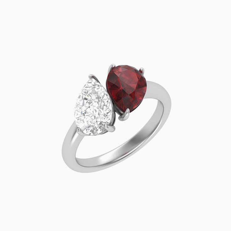 Lab pear diamond and garnet