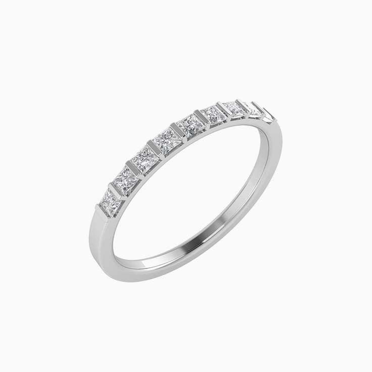 Princess cut partial bezel set