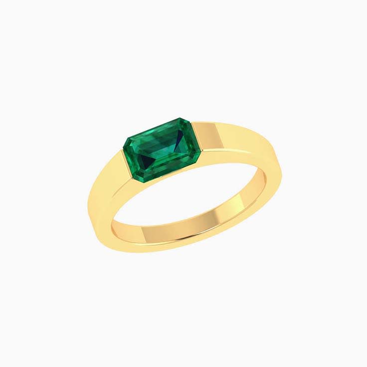 Lab created green emerald signet ring