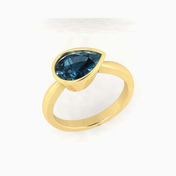 Pear shape London blue topaz ring