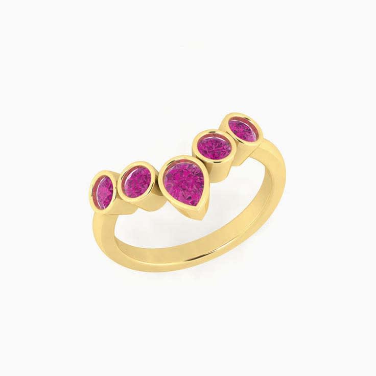 Bezel set Ruby tiara ring