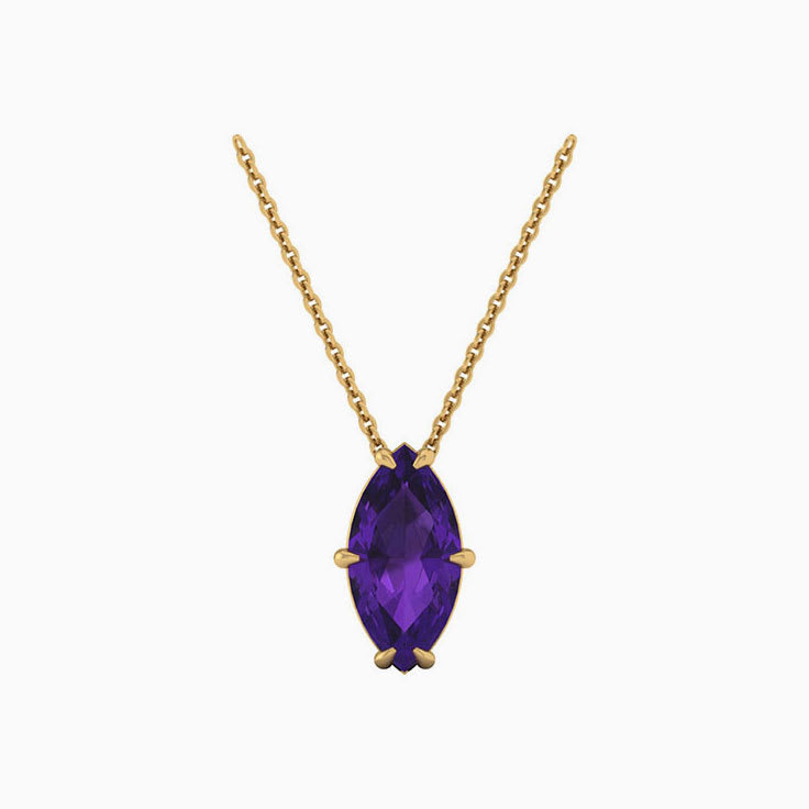 Marqusie cut Amethyst Solitaire Necklace