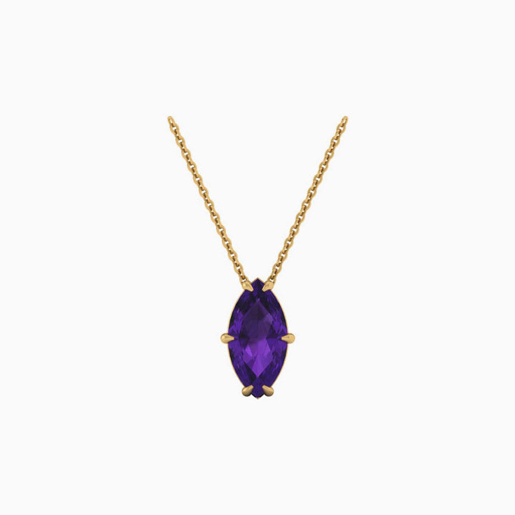 Marqusie cut Amethyst Solitaire Necklace