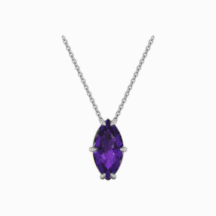 Marqusie cut Amethyst Solitaire Necklace
