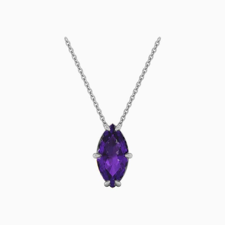 Marqusie cut Amethyst Solitaire Necklace