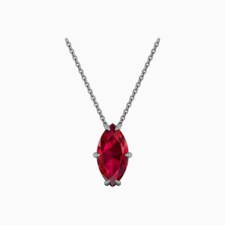 Marquise cut ruby Solitaire Necklace