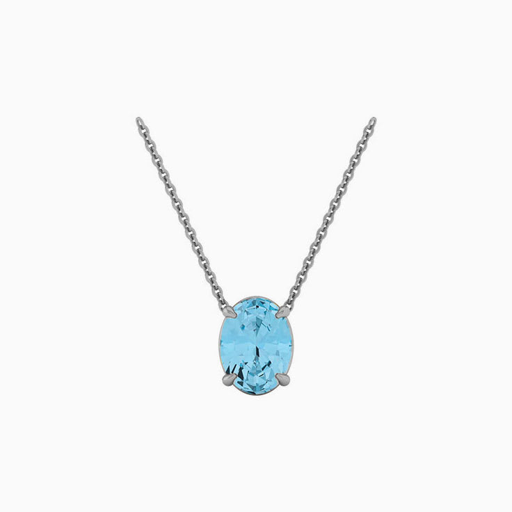 Blue topaz oval Solitaire Necklace
