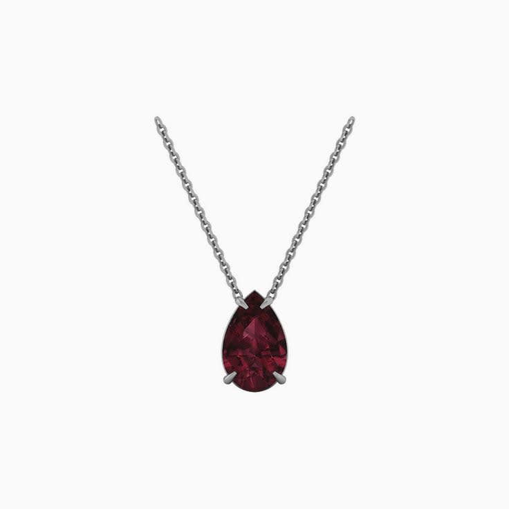 Pear Garnet Solitaire Necklace