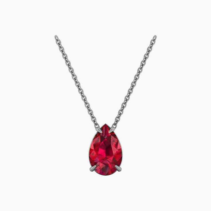 Pear Ruby Necklace