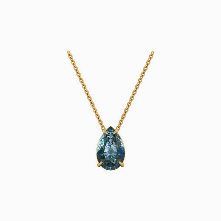 Pear Teal Sapphire Necklace