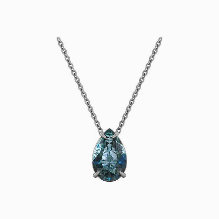 Pear Teal Sapphire Necklace